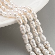 Natural Cultured Freshwater Pearl Beads Strands, Rice, Grade A, Snow, 4~5mm, Hole: 0.6mm, about 26~27pcs/strand, 7.09''~7.28''(18~18.5cm)(PEAR-P062-06B)