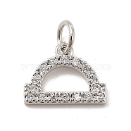 Brass Micro Pave Cubic Zirconia Charms, Constellation Charm, with Jump Ring, Libra, 9.5x12x1.5mm, Hole: 3.5mm(KK-E077-02P-04)