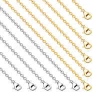 20Pcs 2 Colors Ion Plating(IP) 304 Stainless Steel Cable Chain Necklaces Set, for Beadable Necklace Makings, Golden & Stainless Steel Color, 17.72 inch(45cm), Wide: 2mm, 10Pcs/color(MAK-BBC0001-11B)