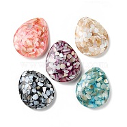 Natural Freshwater Shell Dyed Chip Resin Big Pendants, Teardrop Charms, Mixed Color, 48~50x39~40x10~11mm, Hole: 1.2~1.4mm(BSHE-Z003-19)