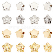 16Pcs 4 Style 304 Stainless Steel Beads, Star, Golden & Stainless Steel Color, 10.5~11.3x11.3~12x5~5.5mm, Hole: 1.6~3mm, 4pcs/style(STAS-DC0005-33)