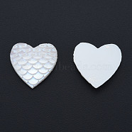 ABS Plastic Imitation Pearl Cabochons, Heart with Fish Scale Pattern, Creamy White, 17x17x3~4mm(KY-N015-38)