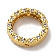 Rack Plating Brass with Cubic Zirconia Bead Frame, Cadmium Free & Lead Free, Long-Lasting Plated, Round Ring, Real 18K Gold Plated, 11.5x3.5mm, Hole: 1mm(KK-S406-09D-G)