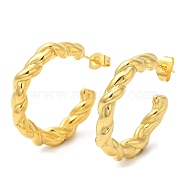 Ion Plating(IP) 304 Stainless Steel Rope Ring Stud Earrings, Half Hoop Earrings, Real 18K Gold Plated, 27.5x5mm(EJEW-B026-21G)