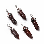 Natural Brecciated Jasper Pendants, Faceted, with Platinum Tone Brass Findings, Lead free & Cadmium Free, Bullet, 27~30x9~10x7~8mm, Hole: 4x3mm(G-K329-60P)