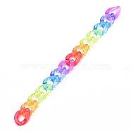 Rainbow Handmade Transparent Acrylic Curb Chains, Unwelded, Colorful, 39.37 inch(100cm), Link: 23x17x4.5mm, 1m/strand(X-AJEW-JB00834)