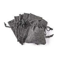 Burlap Packing Pouches Drawstring Bags, Gray, 9x7cm(ABAG-Q050-7x9-04)