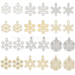24Pcs 12 Style 201 & 304 Stainless Steel Pendants, Christmas Snowflake, Golden & Stainless Steel Color, 15~22x13~20x1~1.5mm, Hole: 1.4~1.6mm, 2pcs/style(STAS-SC0005-19)