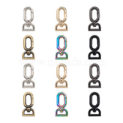 Biyun 12Pcs 6 Colors Zinc Alloy Swivel Clasps, Oval, Mixed Color, 37x19x7mm, Hole: 3X12.5mm, 2pcs/color(FIND-BY0001-06)