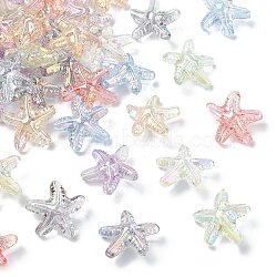 100Pcs Transparent Acrylic Beads, AB Color Plated, Starfish, Mixed Color, 18x18.5x9mm, Hole: 1.4~1.6mm(MACR-CJ0002-24)