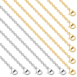 20Pcs 2 Colors Ion Plating(IP) 304 Stainless Steel Cable Chain Necklaces Set, for Beadable Necklace Makings, Golden & Stainless Steel Color, 17.72 inch(45cm), Wide: 2mm, 10Pcs/color(MAK-BBC0001-11B)