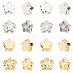 16Pcs 4 Style 304 Stainless Steel Beads, Star, Golden & Stainless Steel Color, 10.5~11.3x11.3~12x5~5.5mm, Hole: 1.6~3mm, 4pcs/style(STAS-DC0005-33)