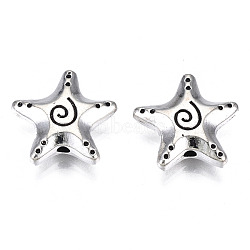 Tibetan Style Alloy Beads, Cadmium Free & Lead Free, Starfish, Antique Silver, 15x16x4.5mm, Hole: 1.6mm, about 430pcs/1000g(TIBEB-N005-075)
