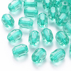 Transparent Acrylic Beads, Oval, Faceted, Turquoise, 14x10x10mm, Hole: 2mm, about 377pcs/500g(TACR-S154-24A-68)