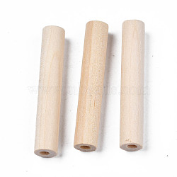 Natural Wood Beads, Undyed, Stick, PapayaWhip, 40x7mm, Hole: 3mm(WOOD-N012-002-01)