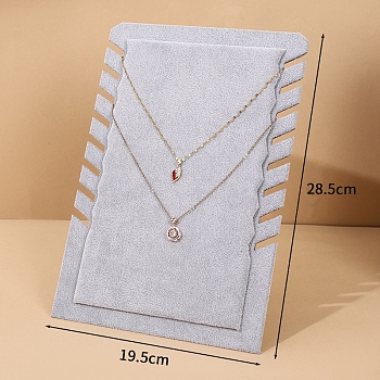 Velvet Necklace Display Stands, Jewelry Display Organizer Rack for Necklaces, Rectangle, Light Grey, 19.5x28.5cm
