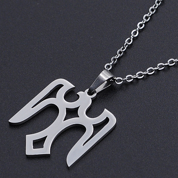 201 Stainless Steel Pendants Necklaces, with Cable Chains and Lobster Claw Clasps, Eagle, Stainless Steel Color, 17.71 inch(45cm), 1.5mm