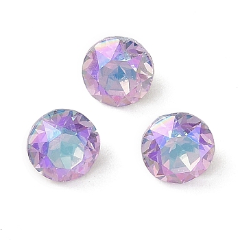 Glass Rhinestone Cabochons, Flat Back & Back Plated, Faceted, Diamond, Vitrail Light, 6x4.5mm