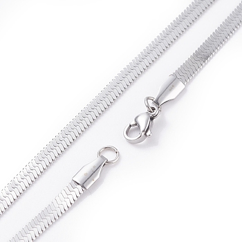 304 Stainless Steel Snake Chains Necklaces, with Lobster Clasps, Stainless Steel Color, 17.7 inch(45cm), 4mm