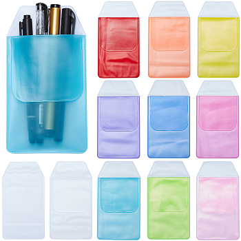 20Pcs 10 Colors Leafproof PVC Pen Bag, Nurse Pen Pocket, Rectangle, Mixed Color, 157x85x1mm, 2pcs/color
