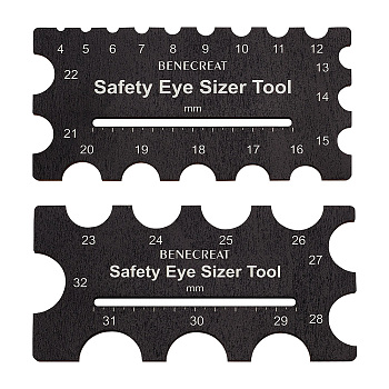 Wooden Gauge Board, Safety Eye Sizer Tool, Black, 16x8x0.5cm, 2pcs/set