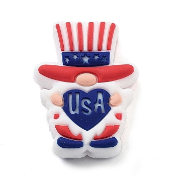 Independence Day Theme Silicone Beads, Dwarf, 29x21x7mm, Hole: 2mm