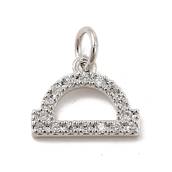 Brass Micro Pave Cubic Zirconia Charms, Constellation Charm, with Jump Ring, Libra, 9.5x12x1.5mm, Hole: 3.5mm