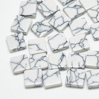 Synthetic Turquoise Cabochons, Square, White, 6x6x2mm