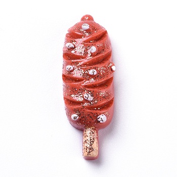 Resin Cabochons, Hot Dog, Red, 34x12x8.5mm