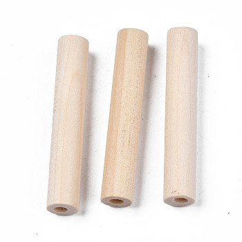 Natural Wood Beads, Undyed, Stick, PapayaWhip, 40x7mm, Hole: 3mm