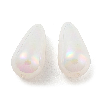 ABS Plastic Imitation Pearl Bead, Iridescence, Teardrop, White, 17x9mm, Hole: 1.6mm