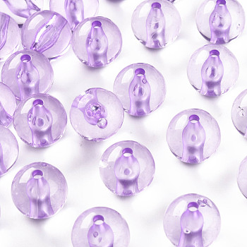 Transparent Acrylic Beads, Round, Lilac, 16x15mm, Hole: 2.8mm, about 220pcs/500g