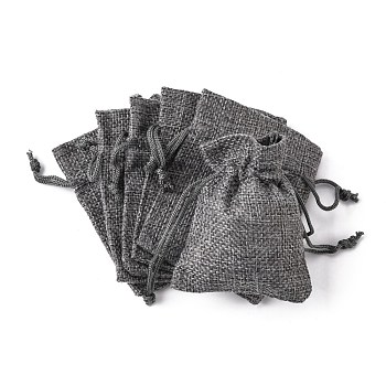 Burlap Packing Pouches Drawstring Bags, Gray, 9x7cm