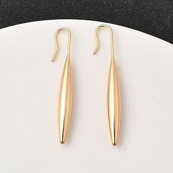 Brass Stick Dangle Earrings for Women, Nickel Free, Real 18K Gold Plated, 42x5mm