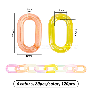 Nbeads 120 Pcs 6 Colors Transparent Acrylic Linking Rings(TACR-OC0001-05)-2