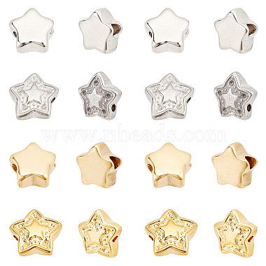 Golden & Stainless Steel Color Star 304 Stainless Steel Beads