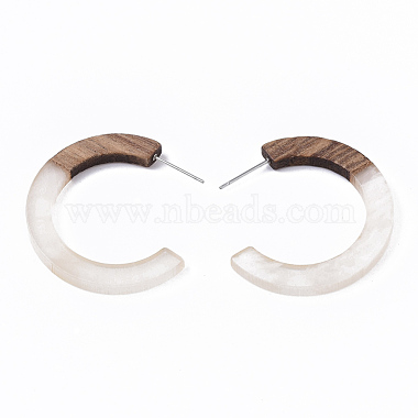 Resin & Walnut Wood Stud Earring Findings(RESI-R425-01-A03)-2