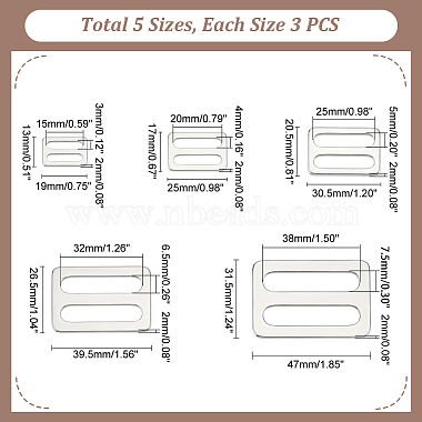 15Pcs 5 Style 304 Stainless Steel Slider Buckles(STAS-UN0051-33)-3