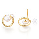 Natural Pearl Ring Stud Earrings(PEAR-N017-06F)-1