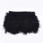 Turkey Feather Fringe Trimming, Costume Accessories, Dyed, Black, 120~180mm, about 2m/bag(FIND-T037-03A)