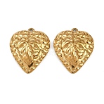 304 Stainless Steel Pendants, Ion Plating(IP), Heart Charm, Real 18K Gold Plated, 27x22.5x6mm, Hole: 1.4mm(STAS-L295-19G)