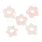 Natural Rose Quartz European Beads, Flower Large Hole Beads, 14~15x14~15x5.5~6mm, Hole: 5mm(G-C252-02C)