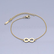 201 Stainless Steel Link Bracelets, with Lobster Claw Clasps, Infinity, Golden, 6-3/4 inch~6-7/8 inch(17.2~17.3cm)(BJEW-T011-JN501-2)