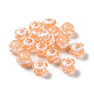 Opaque Acrylic Beads, with Enamel, Light Salmon, 14~15x18~20x18~20mm, Hole: 2~3mm(ACRC-H001-01G)