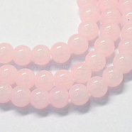 Baking Painted Imitation Jade Glass Round Bead Strands, Pink, 6.5mm, Hole: 1.5mm, about 145pcs/strand, 31.8 inch(X-DGLA-Q021-6mm-02)