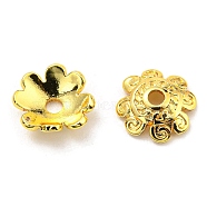 Rack Plating Brass Bead Cap, Long-Lasting Plated, Lead Free & Cadmium Free, Flower, Multi-Petal, Real 18K Gold Plated, 8x2.3mm, Hole: 1.6mm(KK-F856-02A-G)