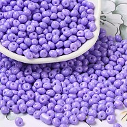 6/0 Opaque Baking Paint Glass Seed Beads, Teardrop, Medium Purple, 4.5~5x4x3~3.5mm, Hole: 0.9mm, about 5625Pcs/Pound(SEED-M012-02A-09)
