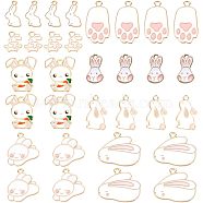 Nbeads 32Pcs 8 Style Alloy Enamel Pendants, Rabbit, White, 4pcs/style(ENAM-NB0001-75)