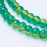 Spray Painted Crackle Glass Beads Strands, Round, Medium Turquoise, 4mm, Hole: 1.1~1.3mm, about 200pcs/strand, 31.4 inch(X-CCG-Q002-4mm-07)