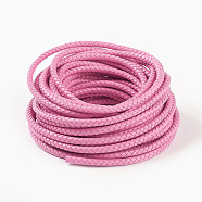 Braided Leather Cord, Leather Jewelry Cord, Jewelry DIY Making Material, Dyed, Round, Pearl Pink, 6mm, about 10.93 yards(10m)/bundle(WL-F009-B06-6mm)